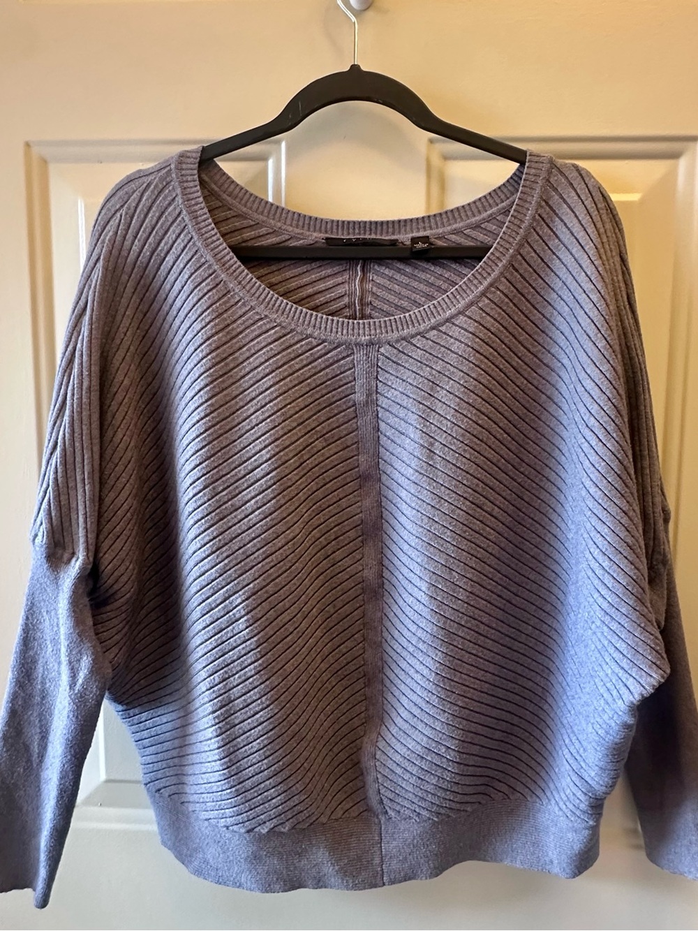 Cyrus Grey Diagonal Rib Scoopneck Sweater